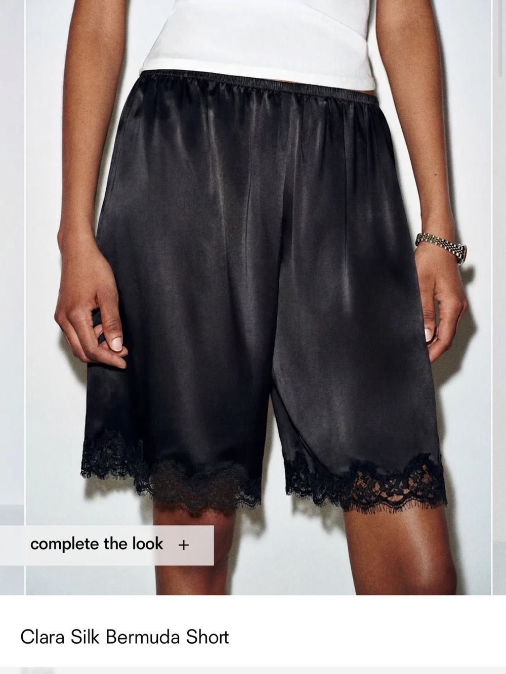 Reformation Clara Silk Bermuda Shorts — Black - Picture 2 of 4